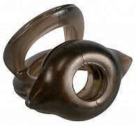 Черное эрекционное кольцо для пениса и мошонки